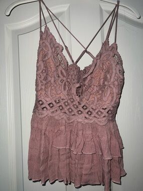 NWT Intimately Free People Lace Adella Cami Dusty Mauve Large